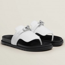 Hermes Empire Sandals in White Calfskin Hermes Empire Sandals in White Calfskin