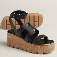 Hermes Havane 30 Sandals in Black Calfskin Leather Hermes Havane 30 Sandals in Black Calfskin Leather