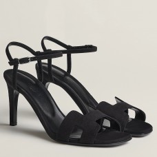 Hermes Heden 80 Sandals in Black Suede Leather Hermes Heden 80 Sandals in Black Suede Leather