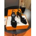Hermes Heden 80 Sandals in Black Suede Leather