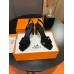 Hermes Heden 80 Sandals in Black Suede Leather