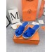 Hermes Eze 30 Cork Platform Sandals in Blue Suede Leather