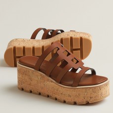 Hermes Isabella 30 Sandals in Brown Calfskin Hermes Isabella 30 Sandals in Brown Calfskin