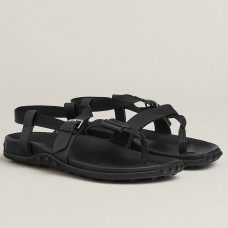 Hermes Inboard Sandals in Black Leather and Ribbon Hermes Inboard Sandals in Black Leather and Ribbon
