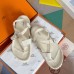 Hermes Inboard Sandals in White Leather and Ribbon Hermes Inboard Sandals in White Leather and Ribbon