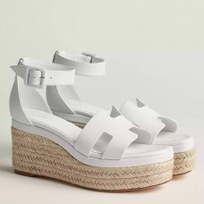 Hermes Elda Espadrilles in White Leather Hermes Elda Espadrilles in White Leather