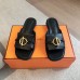 Hermes Women's Isle Sandals in Black Leather Hermes Women's Isle Sandals in Black Leather