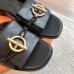 Hermes Women's Isle Sandals in Black Leather Hermes Women's Isle Sandals in Black Leather