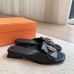 Hermes Women's Isle Sandals in Black Leather Hermes Women's Isle Sandals in Black Leather