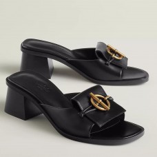 Hermes Women's Ilot 50 Sandals in Black Leather Hermes Women's Ilot 50 Sandals in Black Leather