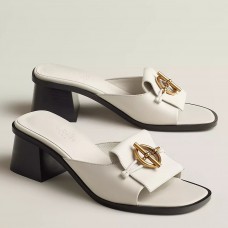 Hermes Women's Ilot 50 Sandals in White Leather Hermes Women's Ilot 50 Sandals in White Leather