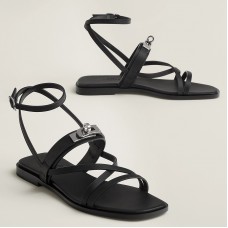 Hermes June Sandals in Black Leather Hermes June Sandals in Black Leather