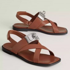 Hermes Women's Ines Sandals in Brown Leather Hermes Women's Ines Sandals in Brown Leather