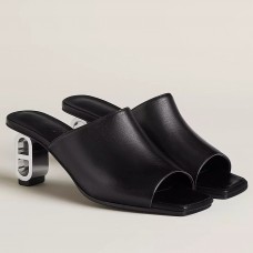 Hermes Women's Iconique 60 Sandals in Black Leather Hermes Women's Iconique 60 Sandals in Black Leather