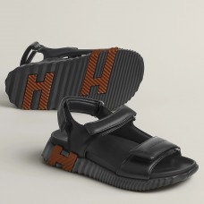 Hermes Women's Junior Sandals in Black Nappa Leather Hermes Women's Junior Sandals in Black Nappa Leather