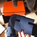 Hermes Men's Izmir Sandals In Blue Saphir Clemence Leather Hermes Men's Izmir Sandals In Blue Saphir Clemence Leather
