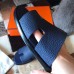 Hermes Men's Izmir Sandals In Blue Saphir Clemence Leather Hermes Men's Izmir Sandals In Blue Saphir Clemence Leather