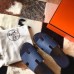 Hermes Men's Izmir Sandals In Blue Saphir Clemence Leather Hermes Men's Izmir Sandals In Blue Saphir Clemence Leather