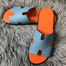 Hermes Men's Izmir Sandals In Blue Epsom Calfskin Hermes Men's Izmir Sandals In Blue Epsom Calfskin