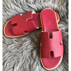 Hermes Men's Izmir Sandals In Red Epsom Calfskin Hermes Men's Izmir Sandals In Red Epsom Calfskin