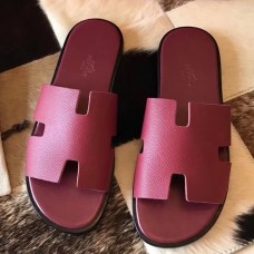 Hermes Men's Izmir Sandals In Ruby Epsom Calfskin Hermes Men's Izmir Sandals In Ruby Epsom Calfskin