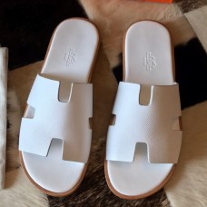 Hermes Men's Izmir Sandals In White Epsom Calfskin Hermes Men's Izmir Sandals In White Epsom Calfskin