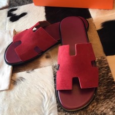 Hermes Men's Izmir Sandals In Bordeaux Suede Calfskin Hermes Men's Izmir Sandals In Bordeaux Suede Calfskin