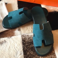 Hermes Men's Izmir Sandals In Green Suede Calfskin Hermes Men's Izmir Sandals In Green Suede Calfskin