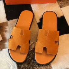 Hermes Men's Izmir Sandals In Yellow Suede Calfskin Hermes Men's Izmir Sandals In Yellow Suede Calfskin