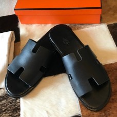 Hermes Men's Izmir Sandals In Black Swift Calfskin Hermes Men's Izmir Sandals In Black Swift Calfskin