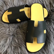 Hermes Men's Izmir Sandals In Noir Swift Calfskin Hermes Men's Izmir Sandals In Noir Swift Calfskin