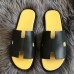 Hermes Men's Izmir Sandals In Noir Swift Calfskin Hermes Men's Izmir Sandals In Noir Swift Calfskin