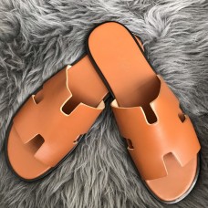 Hermes Men's Izmir Sandals In Gold Swift Calfskin Hermes Men's Izmir Sandals In Gold Swift Calfskin