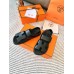 Hermes Men's Genius Sandals In Black Calfskin Hermes Men's Genius Sandals In Black Calfskin