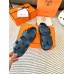 Hermes Men's Genius Sandals In Blue Calfskin Hermes Men's Genius Sandals In Blue Calfskin