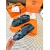 Hermes Men's Genius Sandals In Blue Calfskin Hermes Men's Genius Sandals In Blue Calfskin