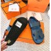 Hermes Men's Genius Sandals In Blue Calfskin Hermes Men's Genius Sandals In Blue Calfskin