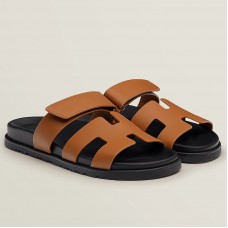 Hermes Men's Chypre Sandals in Brown Calfskin Hermes Men's Chypre Sandals in Brown Calfskin