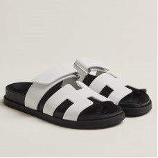 Hermes Men's Chypre Sandals in White Calfskin Hermes Men's Chypre Sandals in White Calfskin