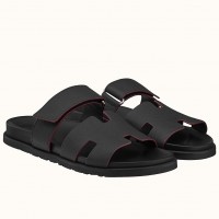 Hermes Men's Chypre Sandals in Black Epsom Calfskin Hermes Men's Chypre Sandals in Black Epsom Calfskin
