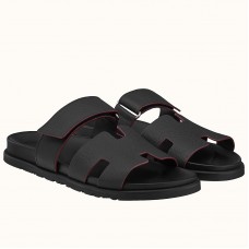 Hermes Men's Chypre Sandals in Black Epsom Calfskin Hermes Men's Chypre Sandals in Black Epsom Calfskin