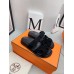 Hermes Men's Chypre Sandals in Black Suede Calfskin