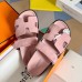 Hermes Women's Chypre Sandals In Pink Suede Calfskin