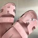 Hermes Women's Chypre Sandals In Pink Suede Calfskin