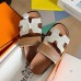 Hermes Women's Chypre Sandals In Canvas with Brown Leather