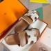 Hermes Women's Chypre Sandals In Canvas with Brown Leather