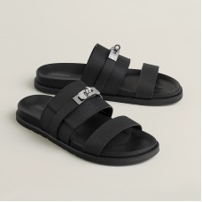 Hermes Men's Jackson Sandal in Black Epsom Calfskin Hermes Men's Jackson Sandal in Black Epsom Calfskin