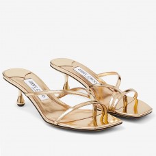 Jimmy Choo Etana 50 Mule Sandals in Gold Metallic Leather Jimmy Choo Etana 50 Mule Sandals in Gold Metallic Leather