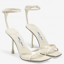 Jimmy Choo Ixia Sandals 95mm in White Patent Calfskin Jimmy Choo Ixia Sandals 95mm in White Patent Calfskin