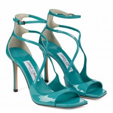 Jimmy Choo Azia 95 Sandals In Malibu Patent Leather Jimmy Choo Azia 95 Sandals In Malibu Patent Leather